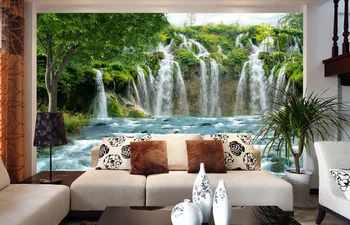 Prispôsobte 3d tapeta obývacia izba dekorácie Vodopád tečie stenu papiere domova foto tapety
