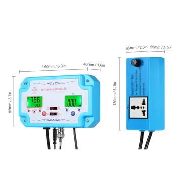 Profesionálne 3 v 1 PH/ES/TEMP Kvality Vody Detektor pH Controller Repleaceable Elektródy BNC Typ Sondy Kvality Vody Tester