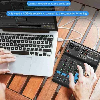 Profesionálne 4 Kanál Bluetooth Audio Mixer Konzoly Karaoke Konzoly Fáze Pre Domáce NÁM Plug Live DJ KTV Miešanie R8L0