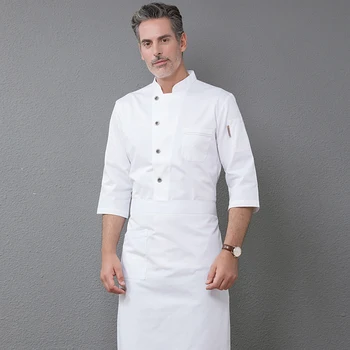 Profesionálne Reštaurácia Top Chef Jednotné Unisex LongSleeve Gazdinka Variť Nosenie Bunda Kuchyňa Kuchyňa Bakery Cafe Hotel Trakmi