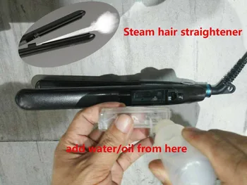 Profesionálny Keramické Pary Hair Straightener 450F Rýchle nahrievanie Žehličky Para Arganový Olej Vyrovnávaním Ploché Žehlička Čierna