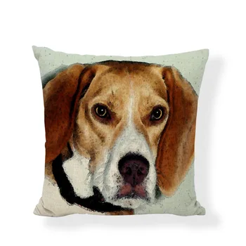 Propagačné Vankúš Roztomilý Beagle Zvierat Jednofarebné Pozadie Domov Spálňa, Obývacia Izba Gauč Dekor Darček Bielizeň Tlač Obliečok