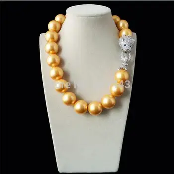Prírodné 20 mm zlato žltá shell perlou vložkou zirkón leopard hlavu LUXUSNÝ náhrdelník