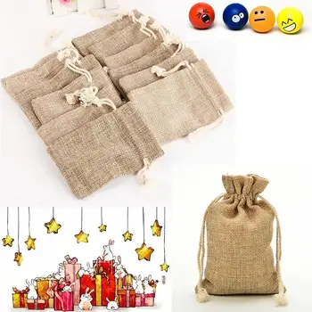 Prírodné Ľanové Šnúrkou Svadobné Prospech Tašky Puzdro Srdce Tvar Svadobný Dar Tašky Candy Bag -30