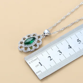 Prírodný Kameň CZ Zelená Šperky Sady Pre Ženy Trendy Kostým Visieť Náušnice A Náhrdelník Krúžok 4-Farebné Šperky
