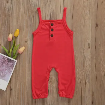 Pudcoco Novorodenca Dievča Oblečenie Letné Solid Farba Závesu Romper Jumpsuit Jeden Kus Oblečenia Bavlna Playsuit Sunsuit Oblečenie