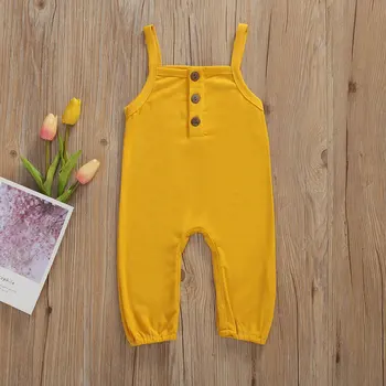 Pudcoco Novorodenca Dievča Oblečenie Letné Solid Farba Závesu Romper Jumpsuit Jeden Kus Oblečenia Bavlna Playsuit Sunsuit Oblečenie