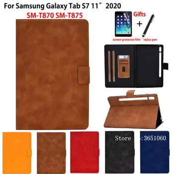 Puzdro Pre Samsung Galaxy Tab S7 11 palcový Kryt SM-T870 SM-T875 T870 T875 2020 Funda Tablet Flip Stojan Shell Coque Capa +Darček
