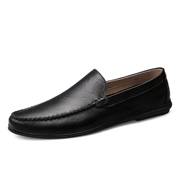 Pánske luxusné kožené topánky mužov skutočnú jar jeseň chaussure homme cuir pošmyknúť na pánska obuv bežné zapatos hombre obuvi 37-46