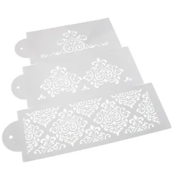Pásy 3ks formy štít DIY tortu zápisník blany duté Zdobením tlač čipky pravítko Valentína