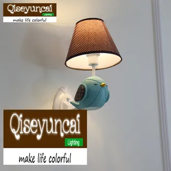 Qiseyuncai Americké bird detskej izby nástenné svietidlo jednoduchý chlapec dievča spálňa živice lampa doprava zadarmo