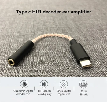 Qualcomm Hifi Digitálny Audio Prevodník DAC, Usb, Typ C Až 3,5 mm Slúchadlá Jack Aux, usb napájací Adaptér Dekodér pre ipad Pixel oneplus