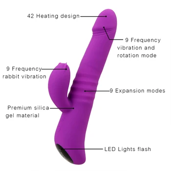 Rabbit Vibrátor G-Spot Vibrátor Stimulátor Klitorisu Žena Masturbator Kúrenie Rotujúce Duálne Vibrácie Sexuálne Hračky Pre Ženy