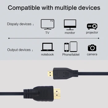 Raspberry Pi 4 Micro kompatibilný s HDMI Kábel 1,5 M Glod-á kábel Kábel Adaptéra pre Raspberry Pi 4 Model B pre HDTV Mobilný Telefón