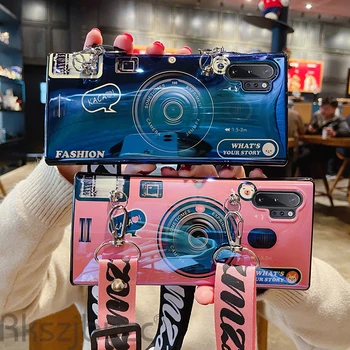 Retro 3D Fotoaparát Telefónu Prípade OPPO A53 2020 Modré Svetlo Silikónové Mäkké Stojan Zadný Kryt Pre OPPO Realme V5 S Popruh