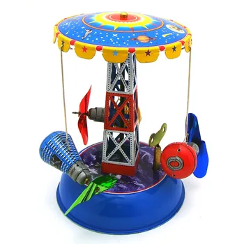 Retro Kolekcia Tin hračky mkd3 Deti Kovové Vietor až Modely Robotických Vozidiel Železa Mechanické kolotoč Otočiť Klenby kôň