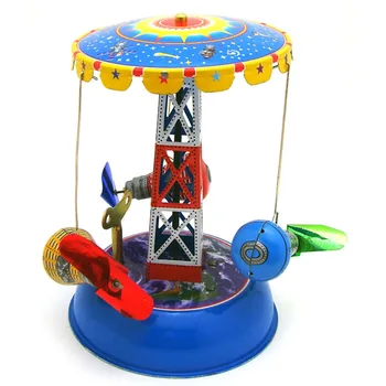Retro Kolekcia Tin hračky mkd3 Deti Kovové Vietor až Modely Robotických Vozidiel Železa Mechanické kolotoč Otočiť Klenby kôň