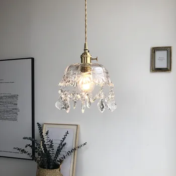 Retro Objímky Krištáľové Sklo Malé Luster Lampa Jednoduché Moderné Posteli Balkón Chodba Svetlá