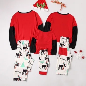 Rodina Vianoce Pyžamo Zodpovedajúce Oblečenie Nightware Jeseň Zima Hore Dlhý Rukáv a Dlhé Nohavice Otec, Matka Rodiny 2 Dielna Sada
