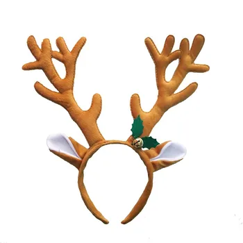 Roztomilý Elk Long Horn Hlavový Most Handričkou Sobie Parohy Bell Vianočné Pokrývku Hlavy Hlavu Kapely Dospelých Detí, Vianočné Dekorácie