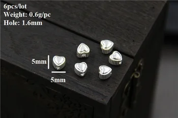 Ručne 925 Silver Srdce Korálky DIY Šperky Heart-shape Korálky Čistého Striebra Korálky DIY Šperky Zistenia