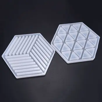 Ručné Epoxidové Živice Geometrie Silikónové Formy DIY Izolácia Dutých Prekladané Trojuholníkové Modelovanie Hexagon Dráha R9JE