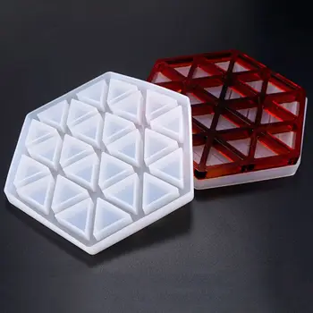 Ručné Epoxidové Živice Geometrie Silikónové Formy DIY Izolácia Dutých Prekladané Trojuholníkové Modelovanie Hexagon Dráha R9JE