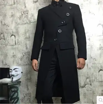 S-6XL Zákazku 2019 Nové pánske oblečenie slim Super dlhé nad kolená vlnené zákopy srsti plus veľkosť zimné hrubé vlny kabát