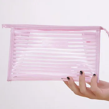 SHUSHIRUO Prenosné Cestovné PVC Prekladané Kozmetická taška Kozmetická taštička make-up kabelka Žena Nepremokavé Transparentné Prenosné balík