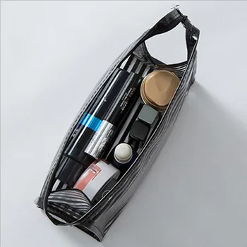 SHUSHIRUO Prenosné Cestovné PVC Prekladané Kozmetická taška Kozmetická taštička make-up kabelka Žena Nepremokavé Transparentné Prenosné balík
