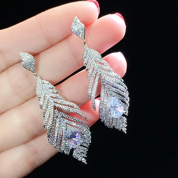 SINZRY Klasické módne šperky príslušenstvo cubic zirconia pierko oslňujúci drop náušnice lady šperky darček