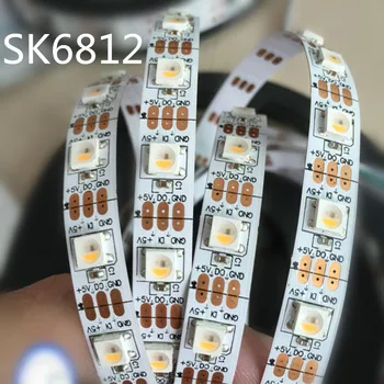 SK6812 (podobné ws2812b ) RGBW 4 v 1, 1m/4m/5m 30/60/144 led/pixles/m;individuálne adresovateľné led pásy IP30/IP65/IP67 DC5V