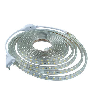SMD 5050 LED Pásy Svetla AC220V 60LEDs/m Pružná Vodotesná Výzdoba Osvetlenie String Pásky LED Lampa EÚ Plug 1M 2M 5M 10 M Osvetlenie