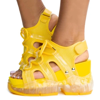 SWONCO Robustný Sandále Ženy Letné Topánky Jelly Jediným Platformu Sandále, Topánky Pre Ženy 2020 Nové Čierna/červená/žltá Ležérne Topánky