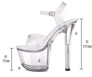 Sandále Ženy Soulier Femme Model Fáze Ukazuje Sexy Vysoké podpätky 10-20 cm Vysoké Priehľadné Nepremokavé Sandále Veľké-size35-42