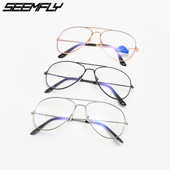 Seemfly Anti Blue Ray Glasses Women Men Computer Gaming Goggle Cool Fashion Metal Frame Clear Lens Eyeglasses Unisex Eyewear