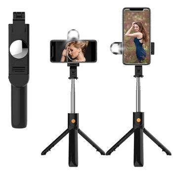 Selfie Stick Statív Integrované Rozšírenie Držiaka Telefónu pomocou Bezdrôtového Diaľkového a Svetlo pre IOS a Android Mobil