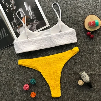 Sexy Bikiny Skladaný Plavky, Ženy Dva Kusy Pevné Bikini Mujer 2020 Letné Plážové Oblečenie Plavky Ženy Plavky Biquini Nové