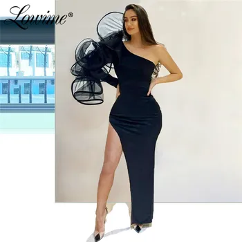 Sexy Čierna Party Šaty Lacné Celebrity Šaty 2020 Elegantné Jedného Pleca Večer Prom Šaty Afriky Arabčina Šaty Žena Strany Noc