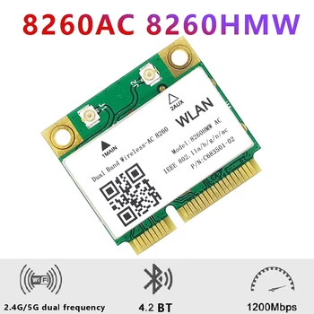Sieťová Karta 8260AC s Anténou Mini PCI-E 802.11 AC 1200M 2.4 G/5G Dual Band Bluetooth 4.2 pre Win7 Win Win 8 10