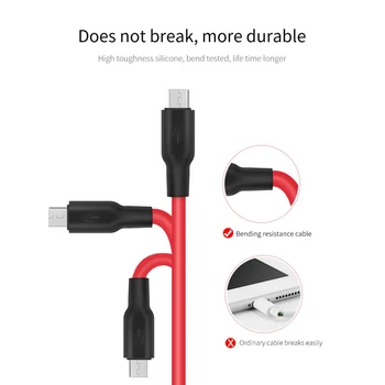 Silikónové Micro-USB Kábla 2.4 Rýchla Nabíjačka Mäkké USB Dátové Káble Pre Samsung Xiao Huawei Mobilný Telefón, Káblová Drop Shipping