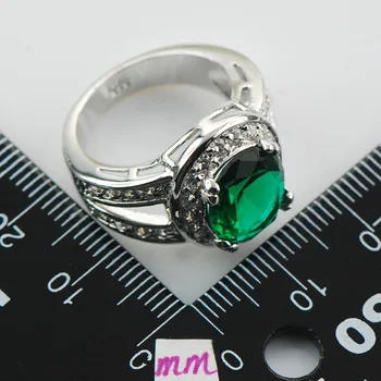 Simulované Emerald Módne 925 Sterling Silver Veľkosť Prsteňa 6 7 8 9 10 F1050