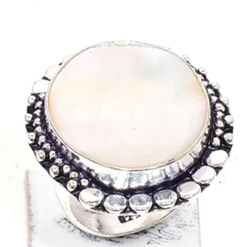 Skutočnej perlete Prsteň Strieborný , Ručne Vyrobené Ženy Šperky darček , R7004 , Veľkosť: 8