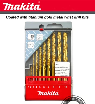 Skutočné Vŕtať Vplyv Vŕtať Potiahnuté Použiť Titanium Gold Metal Twist Vrtákov So Zmiešanými Nastaviť 10PCS Súpravy