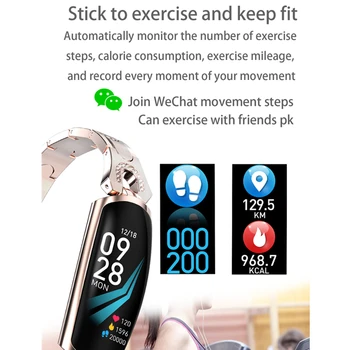 Smart Hodinky Ženy Inteligentný Náramok Bluetooth Kamera Srdcového tepu Fitness Tracker Pre Android a IOS Dámy Hodiny reloj mujer