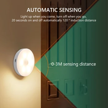 Snímač pohybu Bezdrôtovej Nočné Osvetlenie, Spálňa Decor Svetlo 6LED Detektor stenu dekoratívne lampy schodisko, skrine, osvetlenie miestnosti 4Pcs