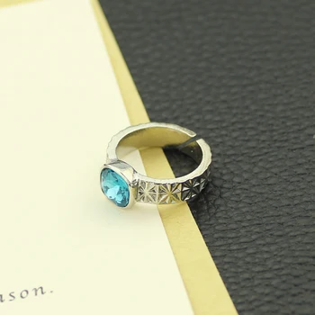Spinne Top Fashion modré Crystal Krúžok Strieborná Farba Punk Rock Crystal Prstene Pre Ženy Milenca Darček Módy snubný prsteň