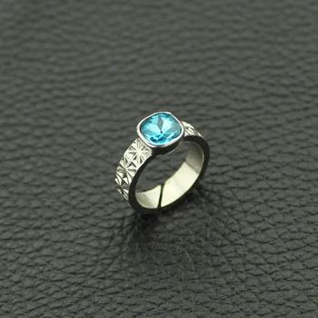 Spinne Top Fashion modré Crystal Krúžok Strieborná Farba Punk Rock Crystal Prstene Pre Ženy Milenca Darček Módy snubný prsteň