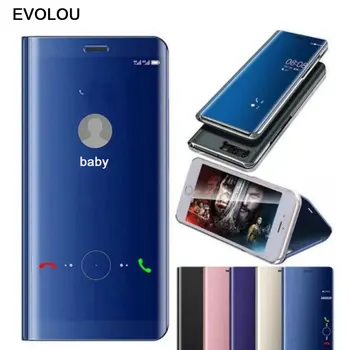 Spätné Zrkadlo Inteligentný Flip puzdro Pre Huawei Honor 8X MAX Kožené Telefón puzdro na Huawei Honor Poznámka 10 Hrať 9 Lite V10 Telefón Taška Funda