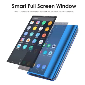 Spätné Zrkadlo Inteligentný Flip puzdro Pre Huawei Honor 8X MAX Kožené Telefón puzdro na Huawei Honor Poznámka 10 Hrať 9 Lite V10 Telefón Taška Funda